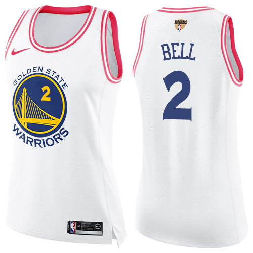 Nike Warriors #2 Jordan Bell White/Pink The Finals Patch Women's NBA Swingman Fashion Jersey