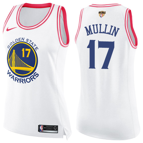 Nike Warriors #17 Chris Mullin White/Pink The Finals Patch Women's NBA Swingman Fashion Jersey