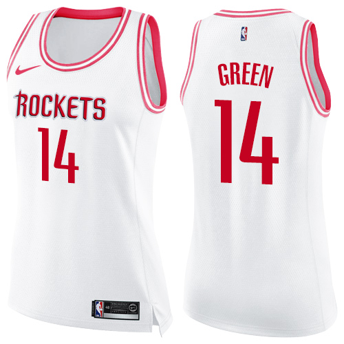 Nike Rockets #14 Gerald Green White/Pink Women's NBA Swingman Fashion Jersey