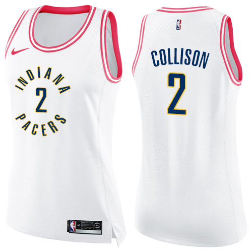 Nike Pacers #2 Darren Collison White/Pink Women's NBA Swingman Fashion Jersey