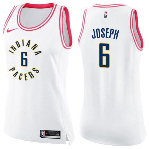 Nike Pacers #6 Cory Joseph White/Pink Women's NBA Swingman Fashion Jersey