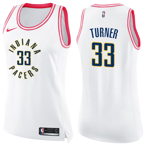 Nike Pacers #33 Myles Turner White/Pink Women's NBA Swingman Fashion Jersey