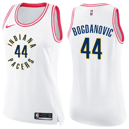 Nike Pacers #44 Bojan Bogdanovic White/Pink Women's NBA Swingman Fashion Jersey