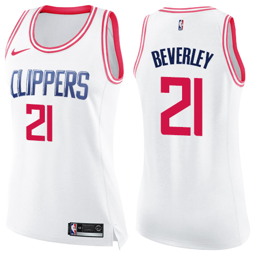 Nike Clippers #21 Patrick Beverley White/Pink Women's NBA Swingman Fashion Jersey