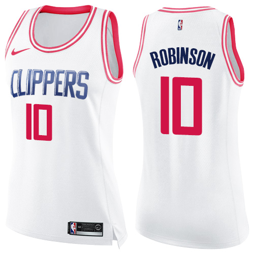 Nike Clippers #10 Jerome Robinson White/Pink Women's NBA Swingman Fashion Jersey - Click Image to Close