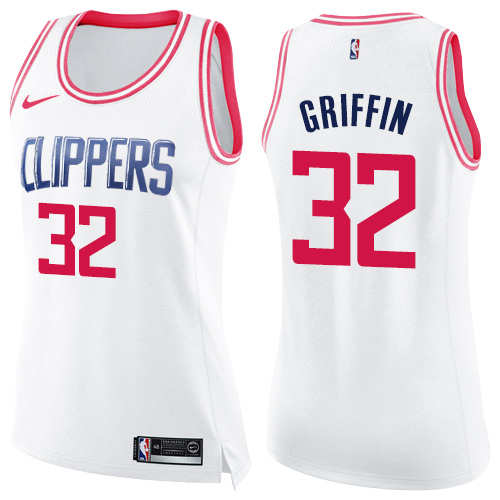 Nike Clippers #32 Blake Griffin White/Pink Women's NBA Swingman Fashion Jersey