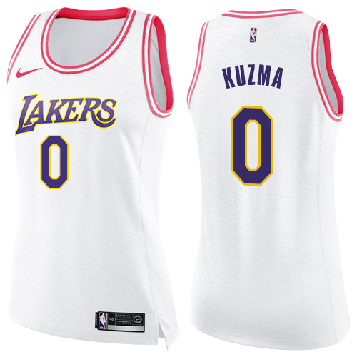 Nike Lakers #0 Kyle Kuzma White/Pink Women's NBA Swingman Fashion Jersey