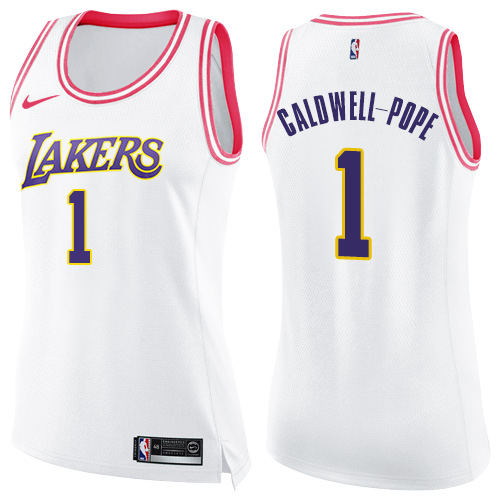 Nike Lakers #1 Kentavious Caldwell-Pope White/Pink Women's NBA Swingman Fashion Jersey