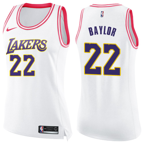 Nike Lakers #22 Elgin Baylor White/Pink Women's NBA Swingman Fashion Jersey