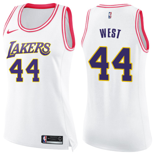 Nike Lakers #44 Jerry West White/Pink Women's NBA Swingman Fashion Jersey