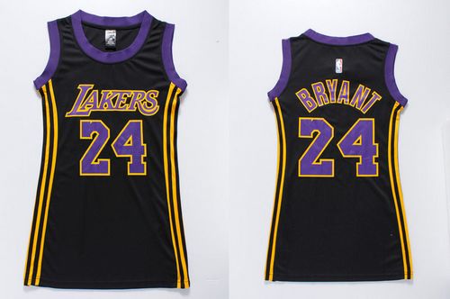 Lakers #24 Kobe Bryant Black(Purple No.) Dress Women's Stitched NBA Jersey