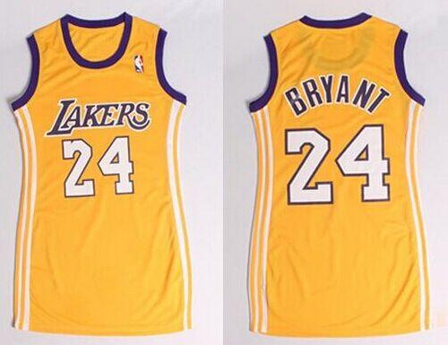 Lakers #24 Kobe Bryant Gold Dress Women's Stitched NBA Jersey