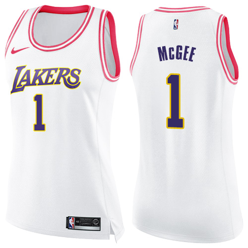 Nike Lakers #1 JaVale McGee White/Pink Women's NBA Swingman Fashion Jersey