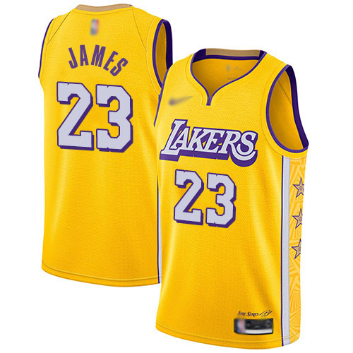 Lakers #23 LeBron James Gold Women's Basketball Swingman City Edition 2019/20 Jersey