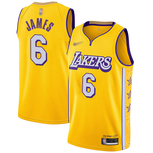 Lakers #6 LeBron James Gold Women's Basketball Swingman City Edition 2019/20 Jersey