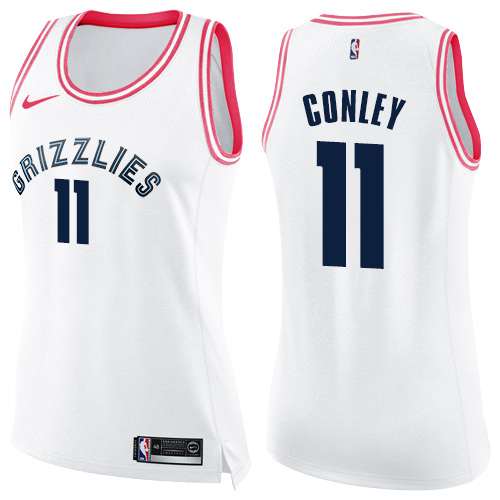 Nike Grizzlies #11 Mike Conley White/Pink Women's NBA Swingman Fashion Jersey