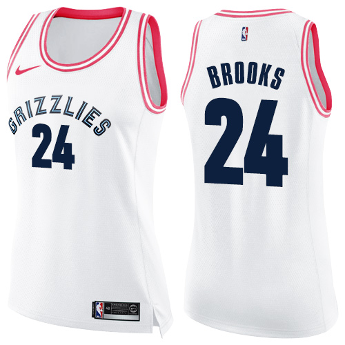 Nike Grizzlies #24 Dillon Brooks White/Pink Women's NBA Swingman Fashion Jersey