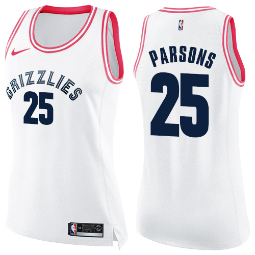 Nike Grizzlies #25 Chandler Parsons White/Pink Women's NBA Swingman Fashion Jersey