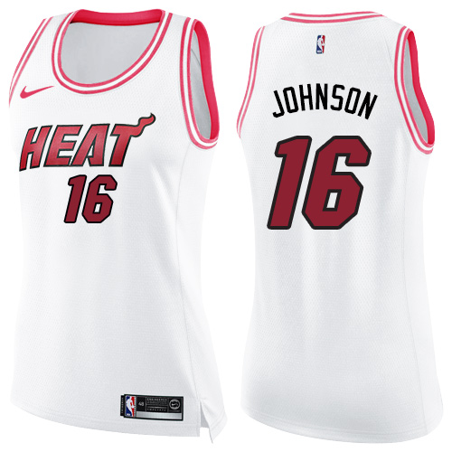 Nike Heat #16 James Johnson White/Pink Women's NBA Swingman Fashion Jersey