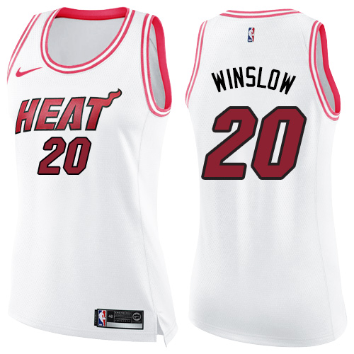 Nike Heat #20 Justise Winslow White/Pink Women's NBA Swingman Fashion Jersey