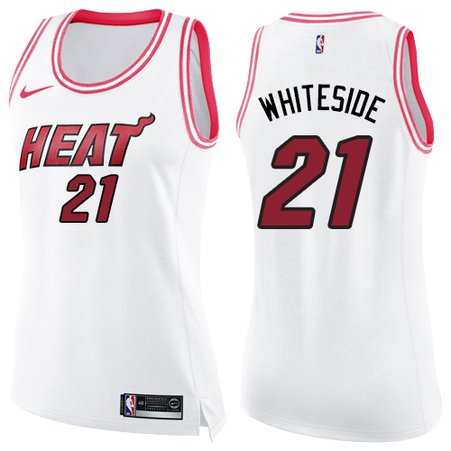 Nike Heat #21 Hassan Whiteside White/Pink Women's NBA Swingman Fashion Jersey