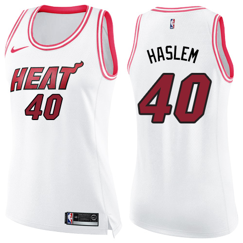 Nike Heat #40 Udonis Haslem White/Pink Women's NBA Swingman Fashion Jersey