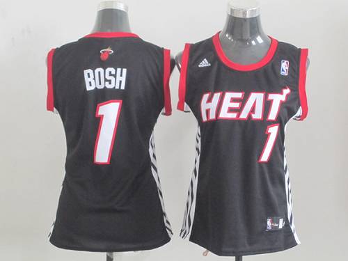 Heat #1 Chris Bosh Black Road Women's Stitched NBA Jersey