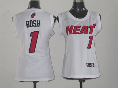 Heat #1 Chris Bosh White Fashion Women's Stitched NBA Jersey