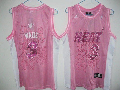 Heat #3 Dwyane Wade Pink Fashion Women's Stitched NBA Jersey