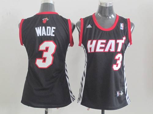 Heat #3 Dwyane Wade Black Road Women's Stitched NBA Jersey