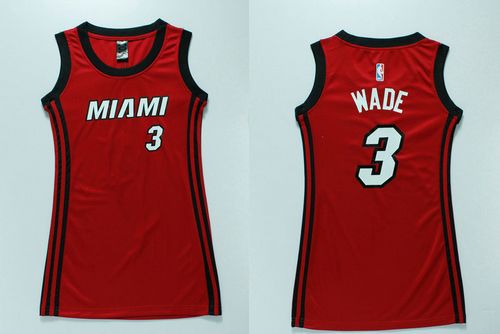 Heat #3 Dwyane Wade Red Dress Women's Stitched NBA Jersey