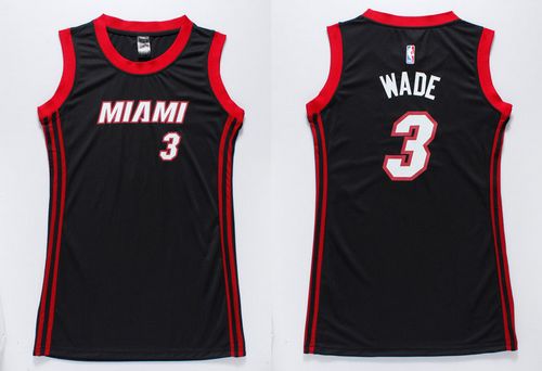 Heat #3 Dwyane Wade Black Dress Women's Stitched NBA Jersey