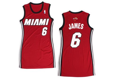 Heat #6 LeBron James Red Dress Women's Stitched NBA Jersey