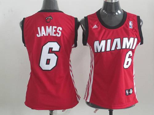 Heat #6 LeBron James Red Alternate Women's Stitched NBA Jersey