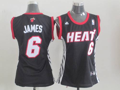 Heat #6 LeBron James Black Road Women's Stitched NBA Jersey