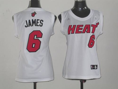 Heat #6 LeBron James White Fashion Women's Stitched NBA Jersey