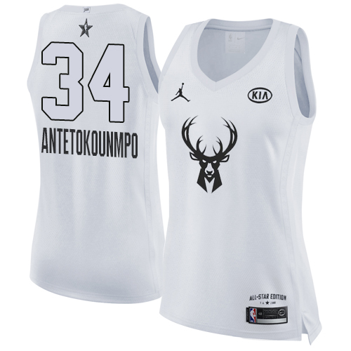 Nike Bucks #34 Giannis Antetokounmpo White Women's NBA Jordan Swingman 2018 All-Star Game Jersey