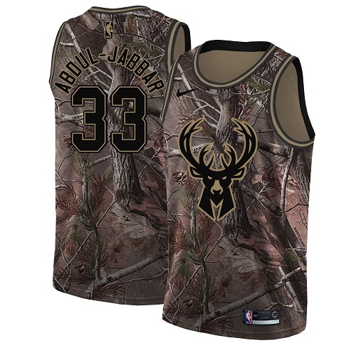 Nike Bucks #33 Kareem Abdul-Jabbar Camo Women's NBA Swingman Realtree Collection Jersey