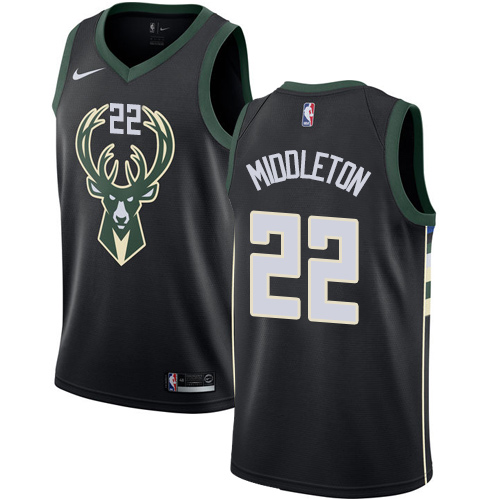 Nike Bucks #22 Khris Middleton Black Women's NBA Swingman Statement Edition Jersey