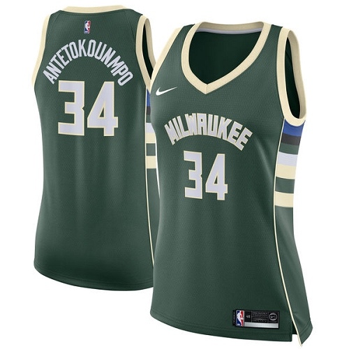 Nike Bucks #34 Giannis Antetokounmpo Green Women's NBA Swingman Icon Edition Jersey