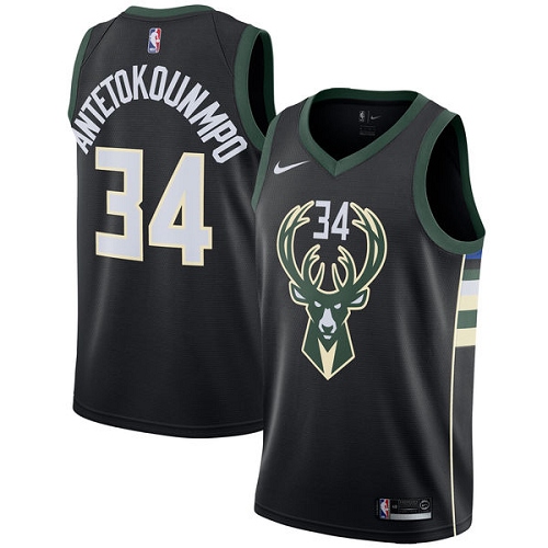 Nike Bucks #34 Giannis Antetokounmpo Black Women's NBA Swingman Statement Edition Jersey