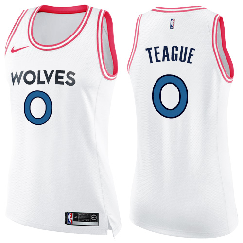 Nike Timberwolves #0 Jeff Teague White/Pink Women's NBA Swingman Fashion Jersey