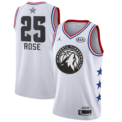 Nike Timberwolves #25 Derrick Rose White Women's NBA Jordan Swingman 2019 All-Star Game Jersey