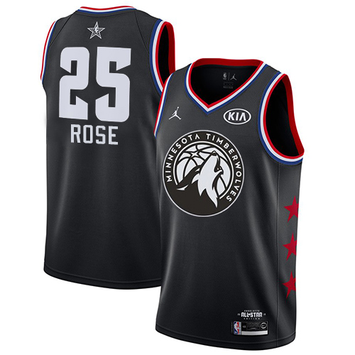 Nike Timberwolves #25 Derrick Rose Black Women's NBA Jordan Swingman 2019 All-Star Game Jersey