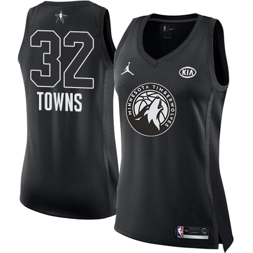 Nike Timberwolves #32 Karl-Anthony Towns Black Women's NBA Jordan Swingman 2018 All-Star Game Jersey