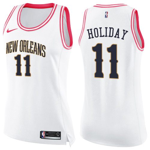 Nike Pelicans #11 Jrue Holiday White/Pink Women's NBA Swingman Fashion Jersey