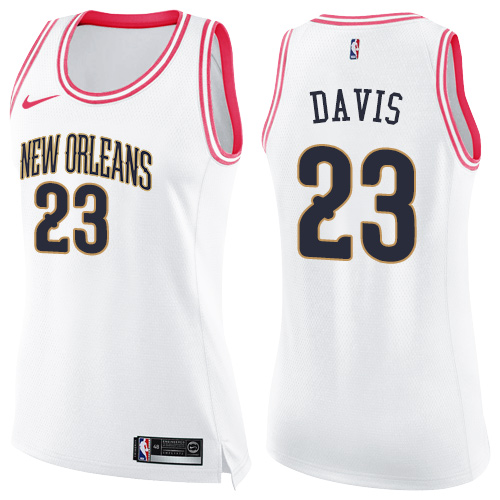 Nike Pelicans #23 Anthony Davis White/Pink Women's NBA Swingman Fashion Jersey