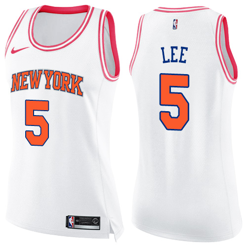 Nike Knicks #5 Courtney Lee White/Pink Women's NBA Swingman Fashion Jersey