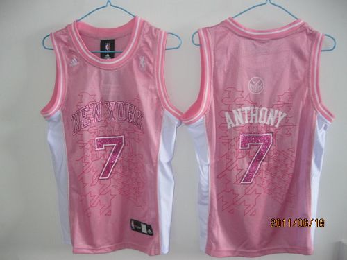 Knicks #7 Carmelo Anthony Pink Fashion Women's Stitched NBA Jersey