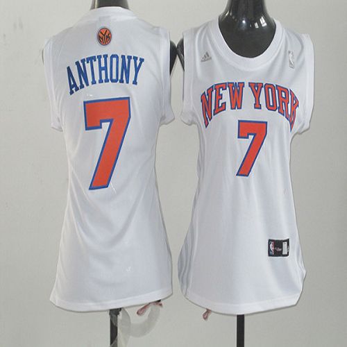 Knicks #7 Carmelo Anthony White Fashion Women's Stitched NBA Jersey